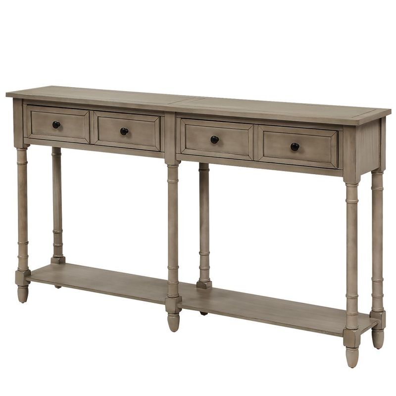 TREXM Console Table Sofa Table Easy Assembly With Two Storage Drawers And Bottom Shelf For Living Room, Entryway (Grey Wash)_voghion.com