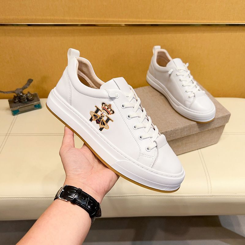 Scarpe da ginnastica casual traspiranti britanniche da uomo, in vera pelle, stile coreano, semplici, versatili, di alta qualità, bianche_voghion.com