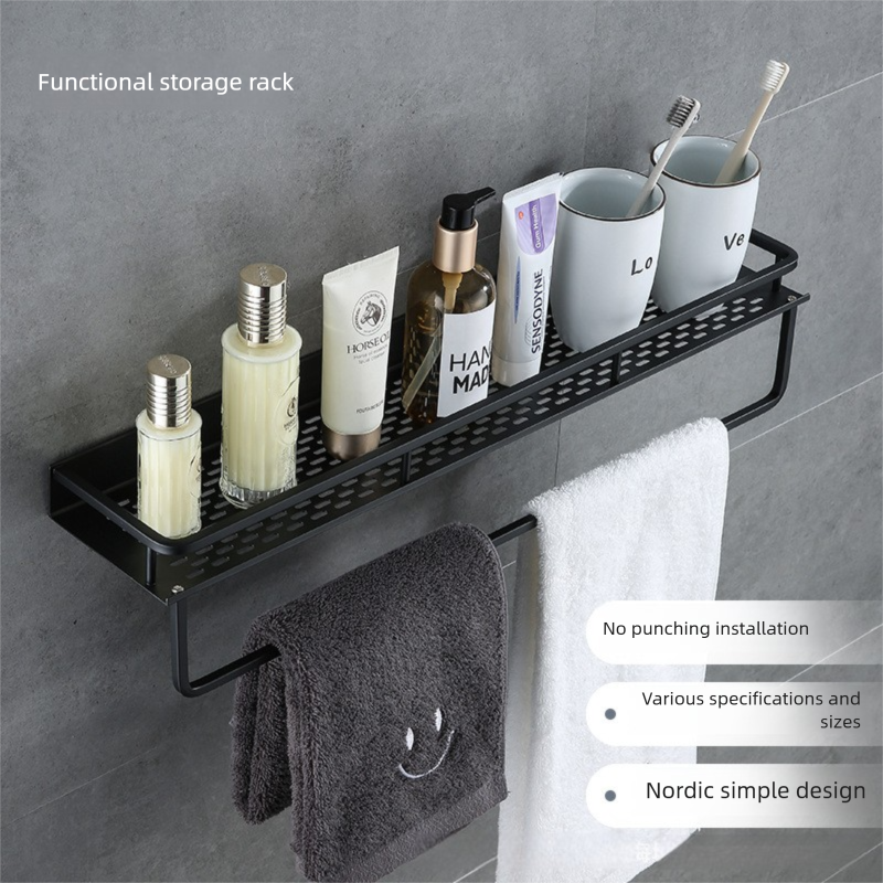 No-Drill Bathroom Shelf - Rustproof Aluminum Holds 15kg Mirror/Wall Mount EU Storage_voghion.com
