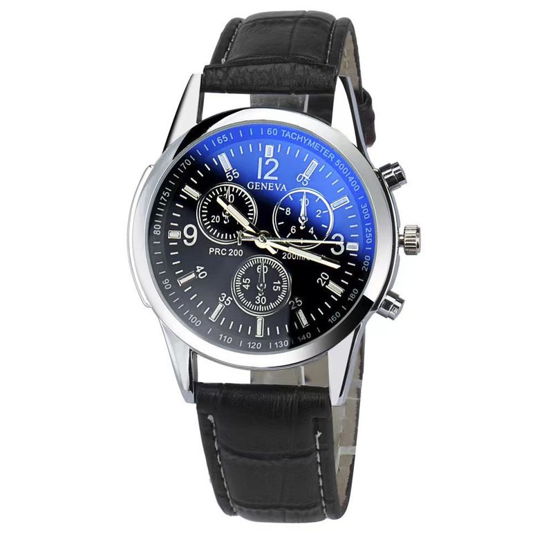 Men's Watches Blue Light Three Eye Men's Watch Belt Casual Business Two Piece Set Men's Watch Bracelet Set Quartz Watch_voghion.com
