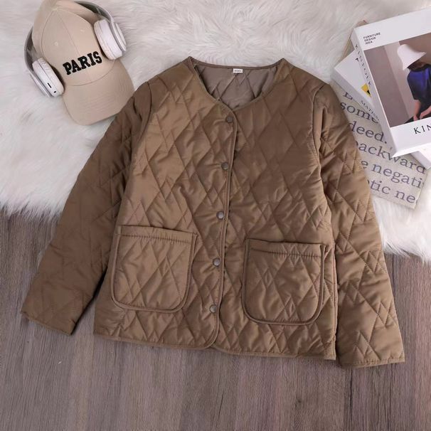 Women's Clothing Ultra-Lightweight Down Alternative Jacket Cozy Winter Coat With Stand Collar, Relaxed Fit, Long Sleeves, Multiple Pockets (Black)_voghion.com