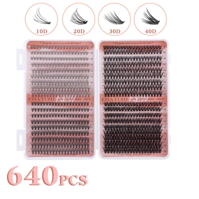 CMAYOME 640 Cluster DIY Wimpernverlängerungsset - 8-16 mm D Curl Natürliche flauschige Wimpern, Abschnittscluster mit Dual_voghion.com