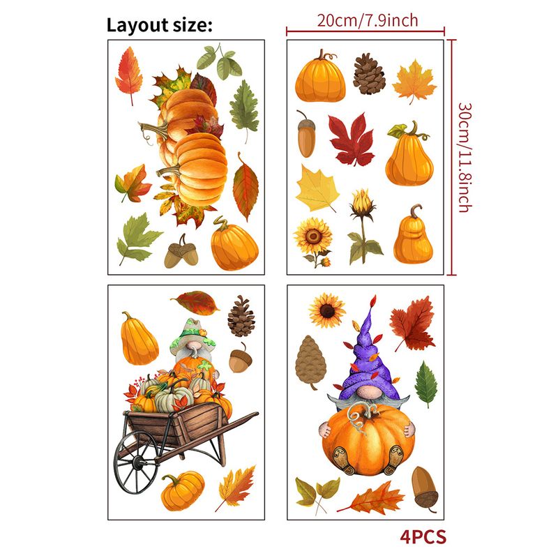 Autumn Pumpkin Thanksgiving Glass ADJ1101 Window Maple Leaf Double sided Electrostatic Wall Stickers_voghion.com