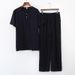 Herrenbekleidung Baumwolle Seide Pyjamas Dünne Kurzarm Anzug Künstliche Home Kleidung Hose Zweiteiliger Anzug_voghion.com