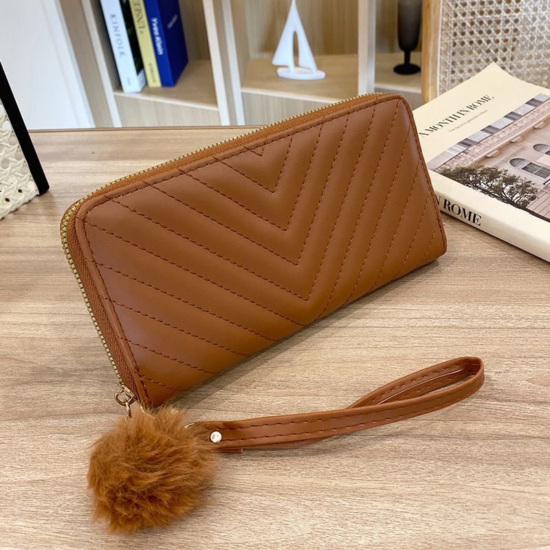 Portafoglio lungo da donna - Portafoglio sottile con design ondulato e grande capacità, portafoglio alla moda minimalista_voghion.com