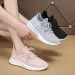 Thick Soled 2024 Spring And Autumn New Large Solid Color Round T Shallow Mouth Lace Up Casual Women's Sports Single_voghion.com