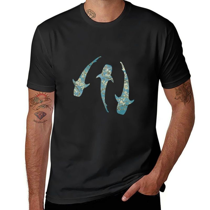 Klimt Al Blossom Whale Shark Stickers T-Shirt sublime anime T-shirts for men cotton_voghion.com