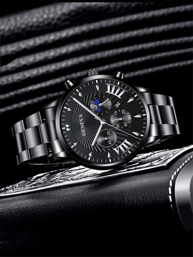 Men's Watch Set New Simple Casual Creative Three Piece Bracelet Set Fashion Trend Men's Quartz Steel Watch_voghion.com