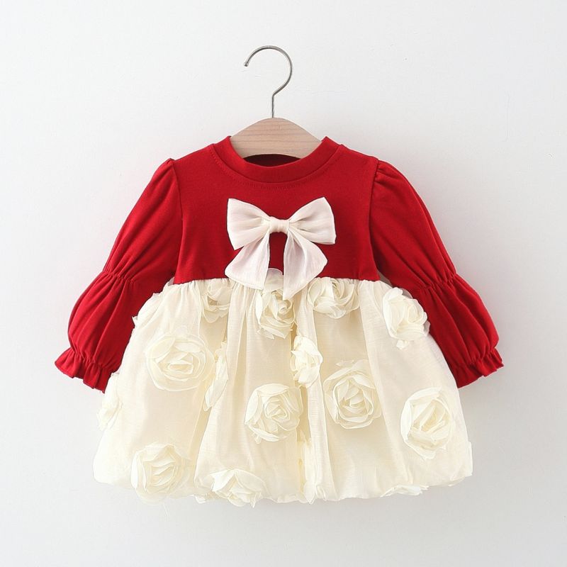 Baby Mädchen Kleidung Schöne Blume Rot Kleid für Kinder Mädchen Hohe Qualität Baby Kleid Geschenk_voghion.com