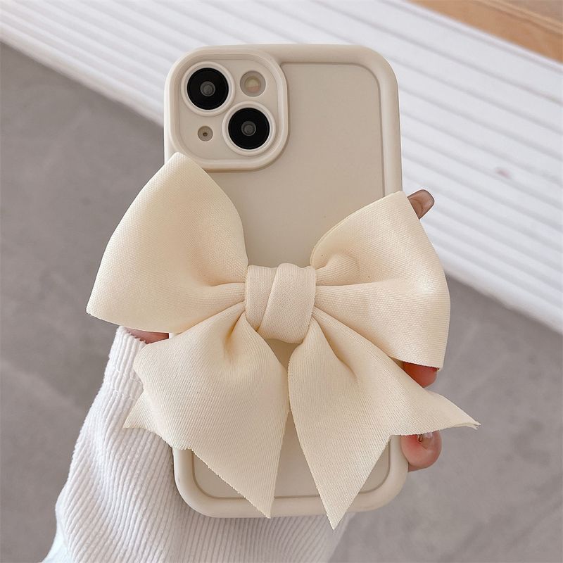 Custodia per telefono con fiocco 3D coreano carino e caramelle per iPhone 15 13 14 12 Pro Max 16 Pro Max 11, semplice custodia protettiva antiurto, regalo_voghion.com