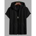 Men's Clothing Men's Short Sleeved, Letter Printed Hooded T Shirt, Jacquard Style_voghion.com