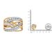 10K Yellow and White Gold 1.0 Cttw Round and Baguette-Cut Diamond Multirow Interwoven Cocktail Ring (I-J Color, I2-I3 Quality)_voghion.com