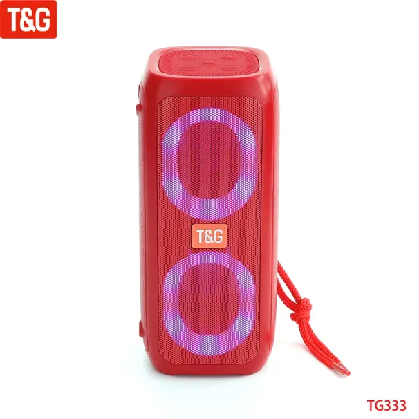 TG333 Tragbarer drahtloser Bluetooth-Subwoofer, wasserdicht, für den Außenbereich, TF-USB-Stereoanlage mit Telefonständer-Lautsprecher_voghion.com