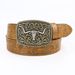 Cross-border Western Denim belt cow head big plate buckle Retro Youth Retro men's and women's punk leather Street Belt_voghion.com