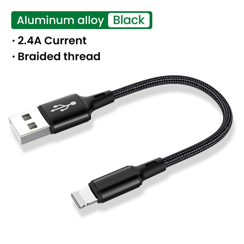 Przenośny kabel USB do transmisji danych o długości 25 cm USB A do 8-pinowego kabla szybkiego ładowania 2,4 A, bezpieczny kabel do ładowania telefonu komórkowego TPE, krótki ca_voghion.com