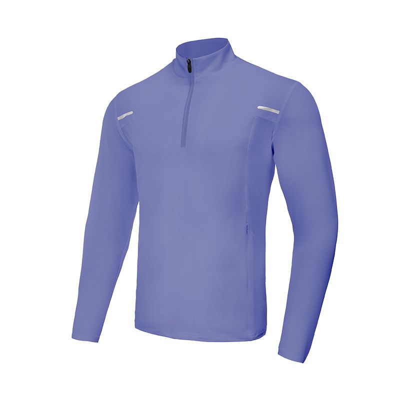 Abbigliamento uomo primavera e autunno, nuova maglietta sportiva a maniche lunghe con mezza cerniera, felpa fitness, top da esterno, corsa, abbigliamento ad asciugatura rapida_voghion.com