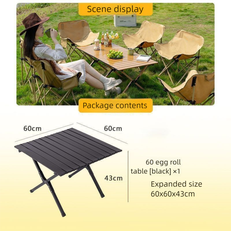 Outdoor Folding Egg Roll Table And Chairs Multi-Functional Household Full Set Durable New Lazy Portable Camping Picnic_voghion.com