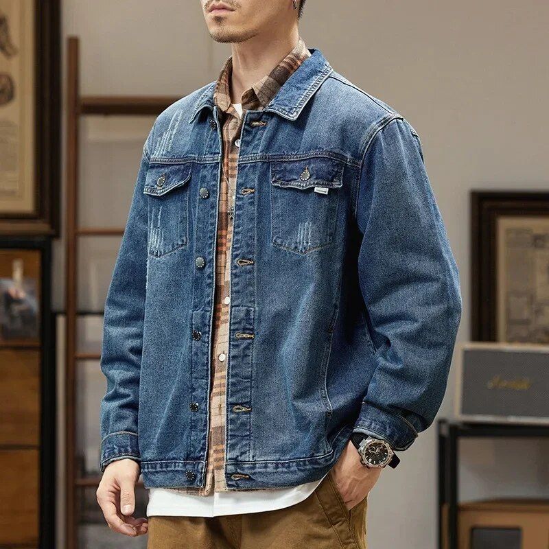 Grande taille 6XL 7XL printemps automne veste en jean hommes décontracté Streetwear simple boutonnage lavé Denim manteau mâle nouveau dans les vêtements d'extérieur_voghion.com