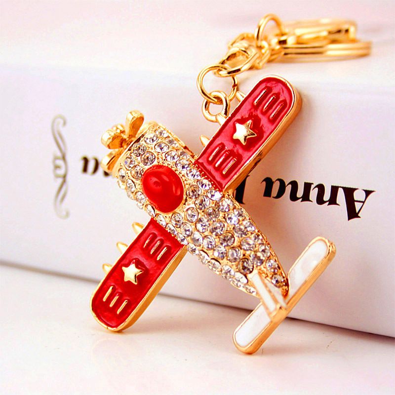 Kuxi Accessories Airplane Helicopter Model Metal Pendant Men's Motorcycle Keychain Small Gift_voghion.com