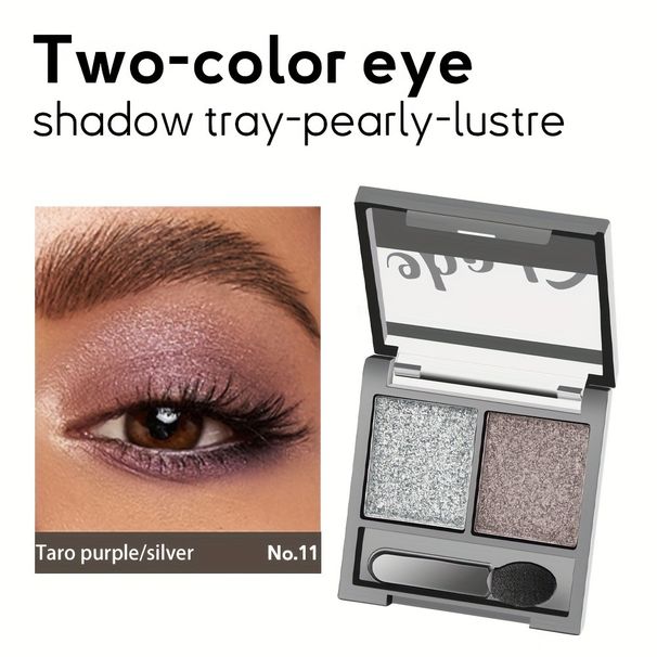 Zweifarbiger Perlglanz-Lidschatten mit Perlglanzschimmer, aufhellende Wirkung auf die Augen – einfach zu kombinieren und zu verblenden, natürliches Finish für Tages-/Bühnen-/Abend-Make-up, hohe Pigmentierung_voghion.com
