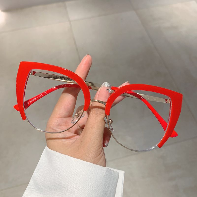 Ins Half Cat Eye Trendy Large Frame Flat Mirror Same As Internet Celebrity Natural Beauty Artifact Anti Blue Light_voghion.com