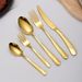 5-Piece Gold Flatware - Steak Knife & Spoon Set_voghion.com