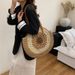 Summer Round Woven Straw For Women Large Capacity 2024 New Beach Vacation Bucket Single Shoulder Tote Bag_voghion.com
