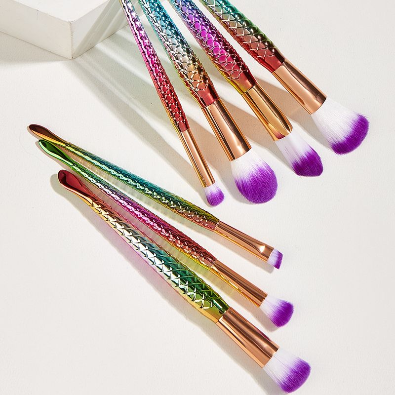 7 makeup brushes set, colorful mermaid eye shadow brush, powder brush, beauty tools GUJHUI_voghion.com