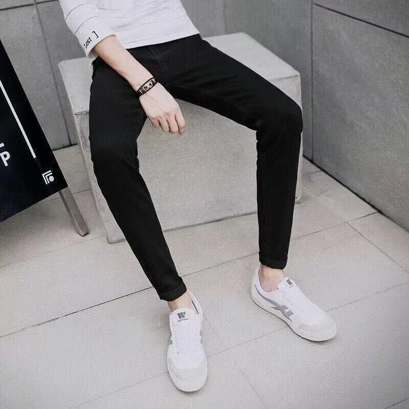 High-End-Stretch-Jeans, locker sitzende, verkürzte Hose mit Mikro-Harlan-Stickerei für Herren, Frühlings- und Herbsttrend, Ruffian und_voghion.com