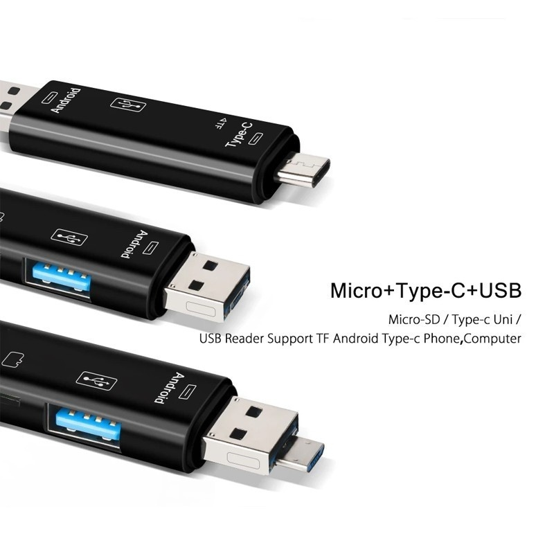 5 in 1 Multifunction Usb 2.0 Type C/Usb /Micro Usb/Tf/SD Memory Card Reader OTG Card Reader Adapter Mobile Phone Accessories_voghion.com