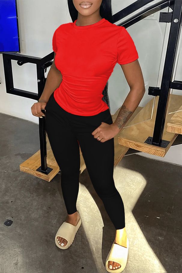 Code Fat Damenkleidung Einfarbig Persönlichkeit Lässig Zweiteiliges Set_voghion.com