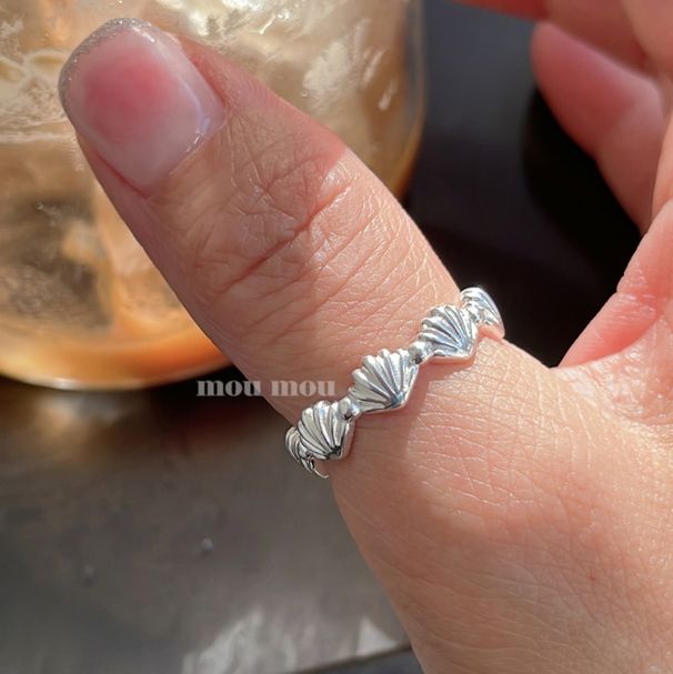 Anello in argento semplice e puro con conchiglia, stile coreano Fan Zhiqiao, nuovo INS per donna_voghion.com