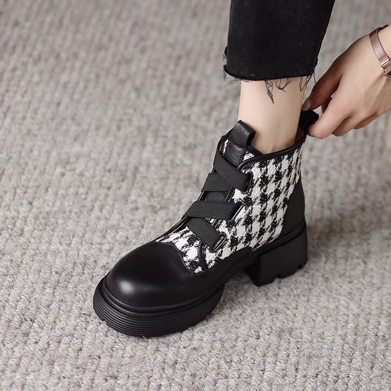 P français rétro petite semelle épaisse couleur correspondant Martin bottes femmes automne nouveau Ins Net rouge Style étranger_voghion.com