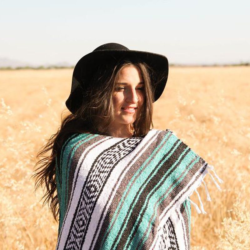 Mexican beach striped geometric picnic mat, thick thread yoga blanket, cotton blanket_voghion.com