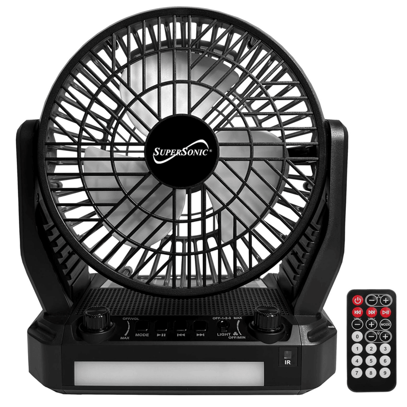 Überschall-BT-Lautsprecher mit Solarbetrieb, FM-Radio, LED-Taschenlampe und Ventilator_voghion.com