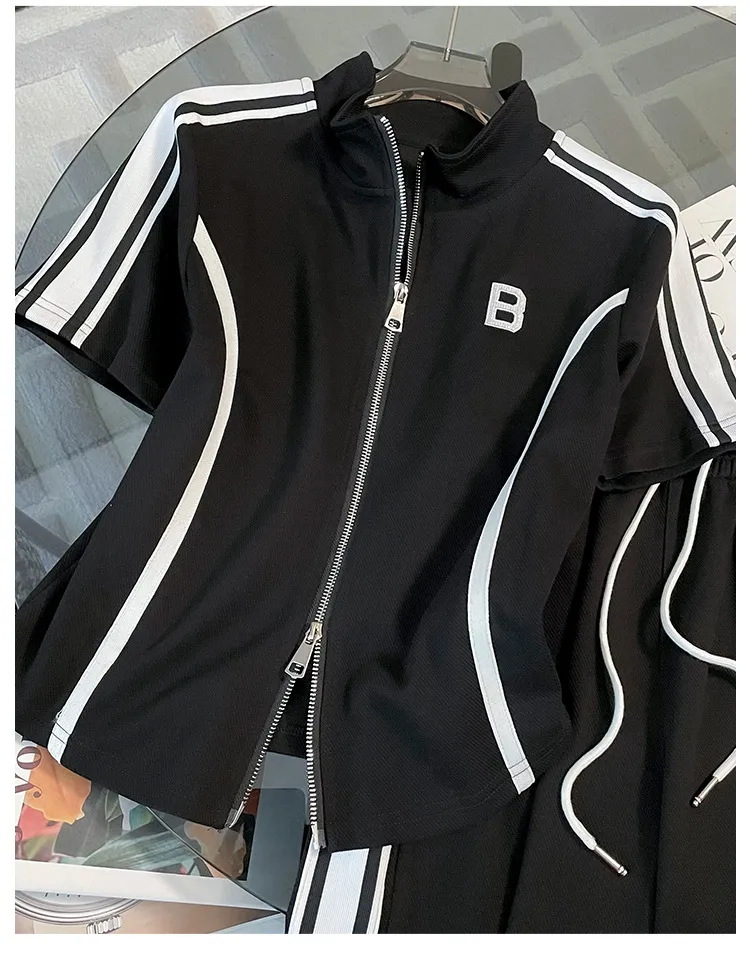 Women's Clothing Sports Leisure Suit For Women In Summer New Style High Grade Letters Fashionable Street Blasting Two Piece Suit_voghion.com