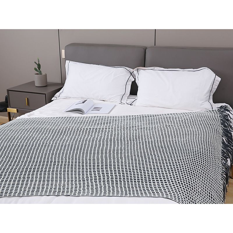 Waffle Tassel Knitted Blanket Modern Simple Bed End Blanket Air Conditioning Blanket Nap Cover Blanket Sofa Blanket_voghion.com