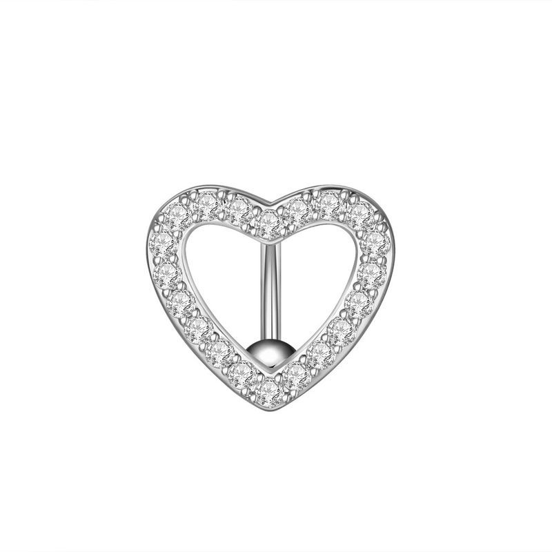 Women's Jewelry Heart Shaped Zircon Belly Button Nail Belly Button Ring Piercing Jewelry_voghion.com