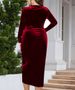 K Plus Size Long Sleeve Bodycon Dress Sexy Pleated Wrap Deep V Neck Party Cocktail Dress. No Bags Or Other Accessories_voghion.com