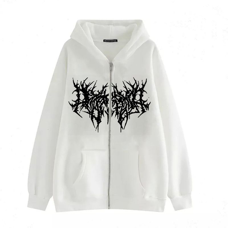 2023 Gothic Pattern Printed Zipper Trend New Hoodies Spring And Autumn Fleece Loose Sweater For Men_voghion.com