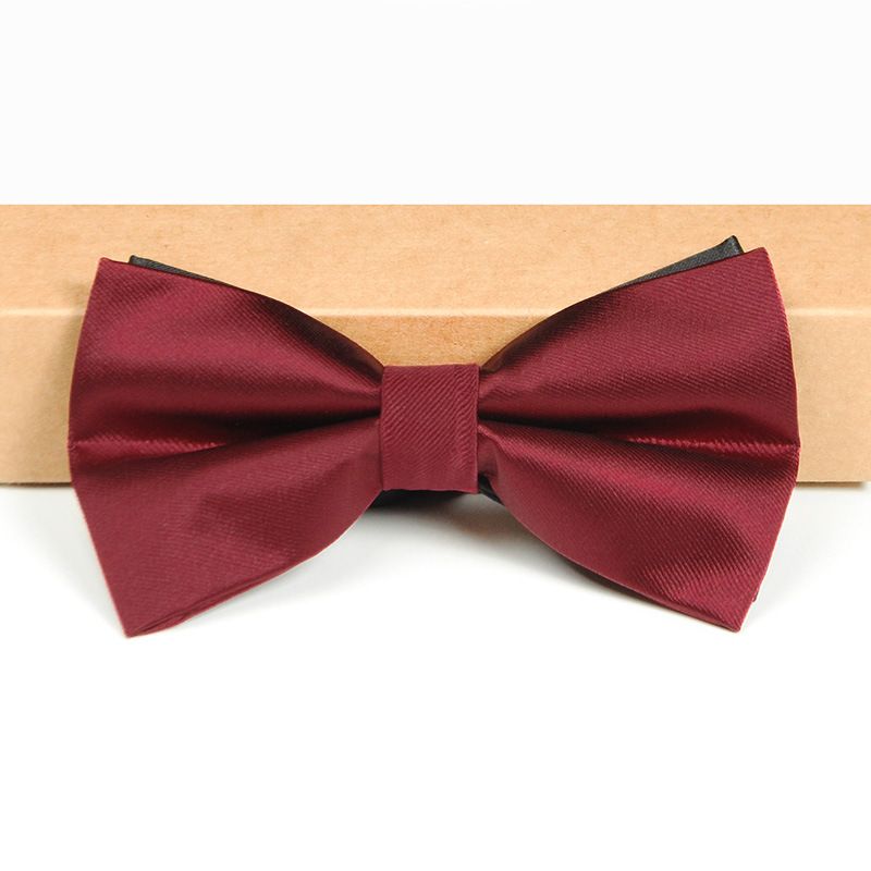 Strik in effen kleur voor heren in Koreaanse stijl - wijnrood en zwart - formele bruiloftsstrikken (accessoires voor bruidegom en getuige)_voghion.com