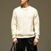 Herren-Zopfmusterpullover – Klassischer Aran-Arbeitspullover in Beige (S-XXL) – Vintage-inspiriertes strukturiertes wollähnliches Garn_voghion.com