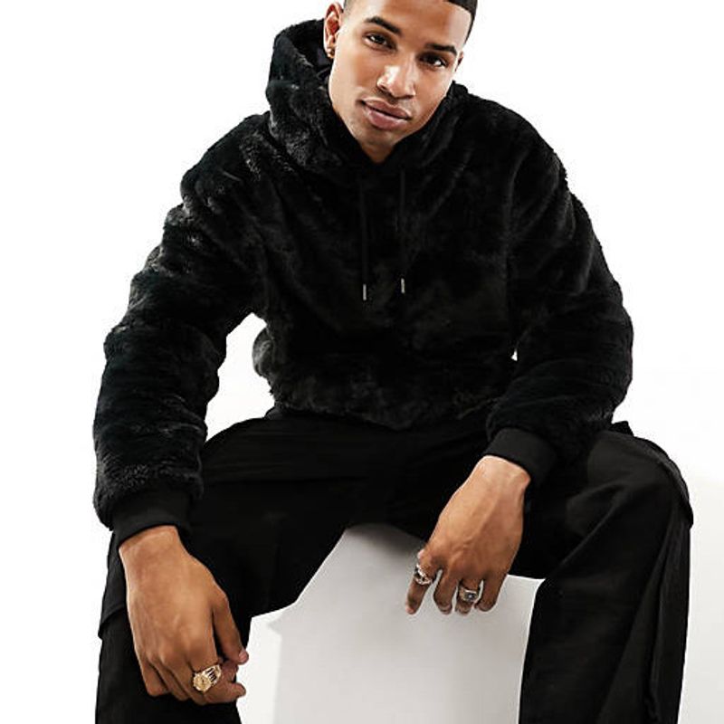 Herrenbekleidung Schwere Retro-Sherpa-Jacke Street Loose Doppelseitiges Plüsch-Sweatshirt Herren Casual Kapuzenoberteile_voghion.com