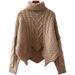 Damenbekleidung Grobstrickpullover Damen Stehkragen Übergroßer Häkel-Zopfpullover Gemütliche Winteroberteile_voghion.com