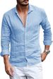 Herren Button-Down Retro Casual Langarm Weitwinkel Revers dünnes einfarbiges Hemd Herren einfaches Hemd_voghion.com