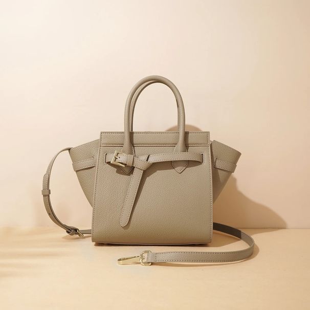 High-End Feeg Top Layer Large Capacity Solid Color Genuine Tote Wing Bag Quality Cow Leather Handbag_voghion.com
