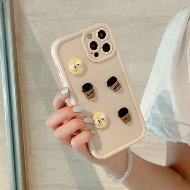 Cute 3D Coal Ball Coffee Camera Lens Silicone Phone Case For Xiaomi Redmi Note 13 Pro Plus 4G 5G Back Cover_voghion.com