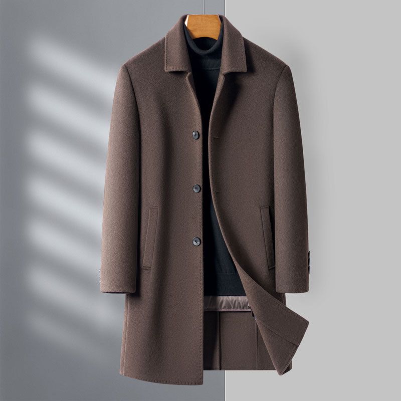 Hochwertiger doppelseitiger Wollmantel für Herren – Business Casual Wintermantel (M-4XL, Marineblau/Khaki/Grau)_voghion.com