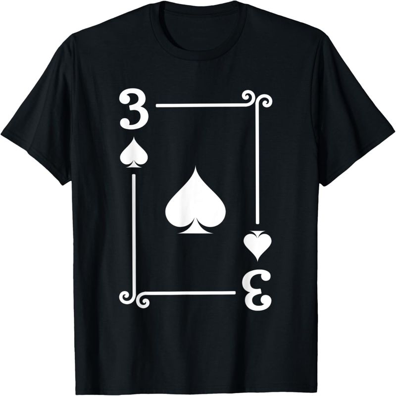 Fantasia de Cartas de Baralho - Carta 3 Espadas - Camiseta Três Cartas._voghion.com
