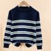 Children's Student Pure Cotton Knitted For Older Boys Autumn Thin Top Stylish Striped Sweater_voghion.com